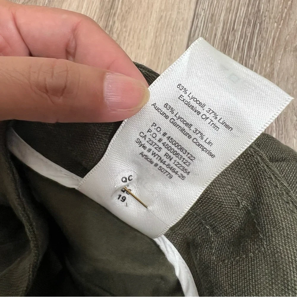 Aritzia Wilfred Allant Linen High Rise Tie Waist Pants Green Size 8